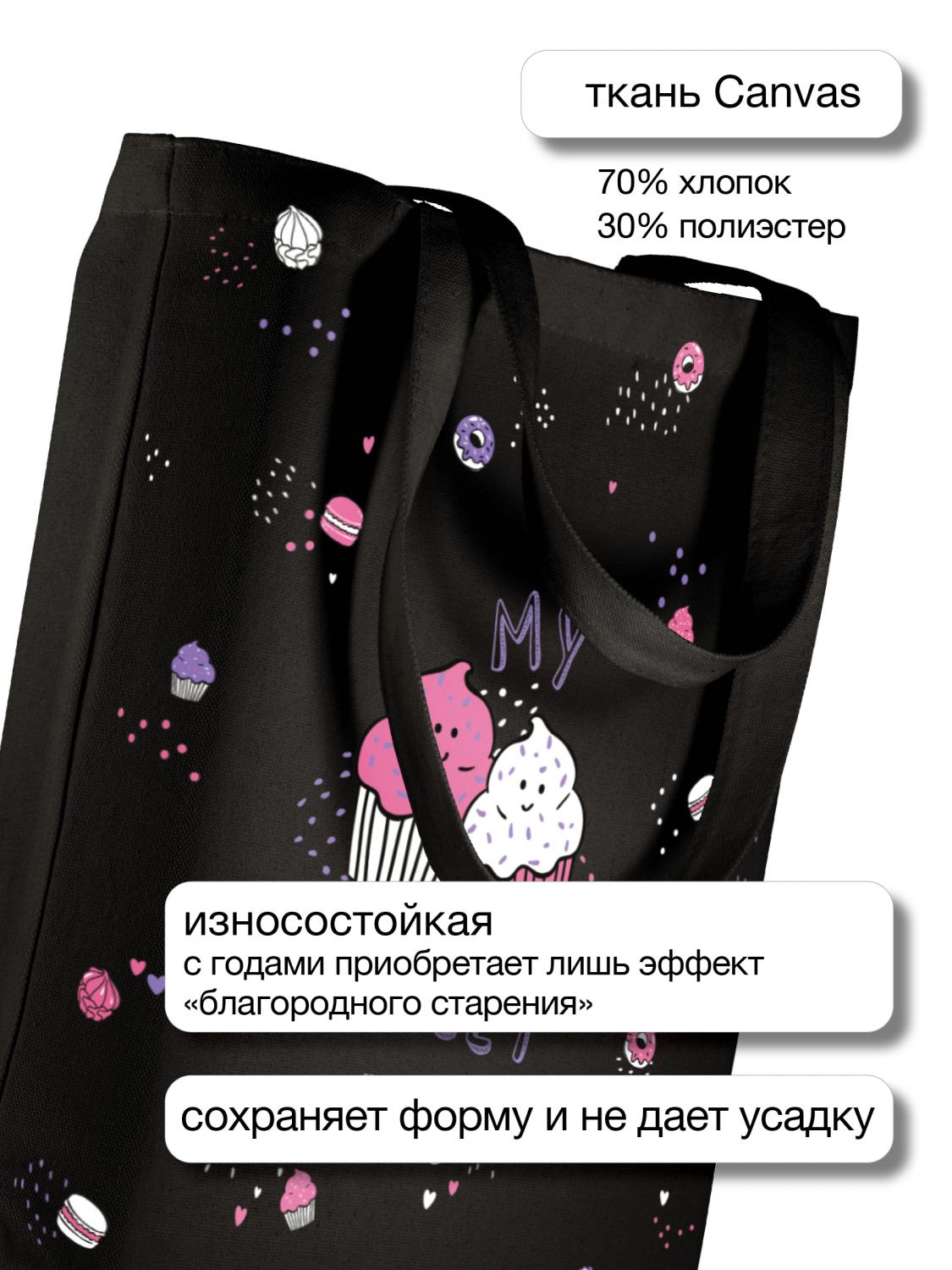 СУМКА-ШОППЕР BLACK "MY SWEET" 34х36 см
