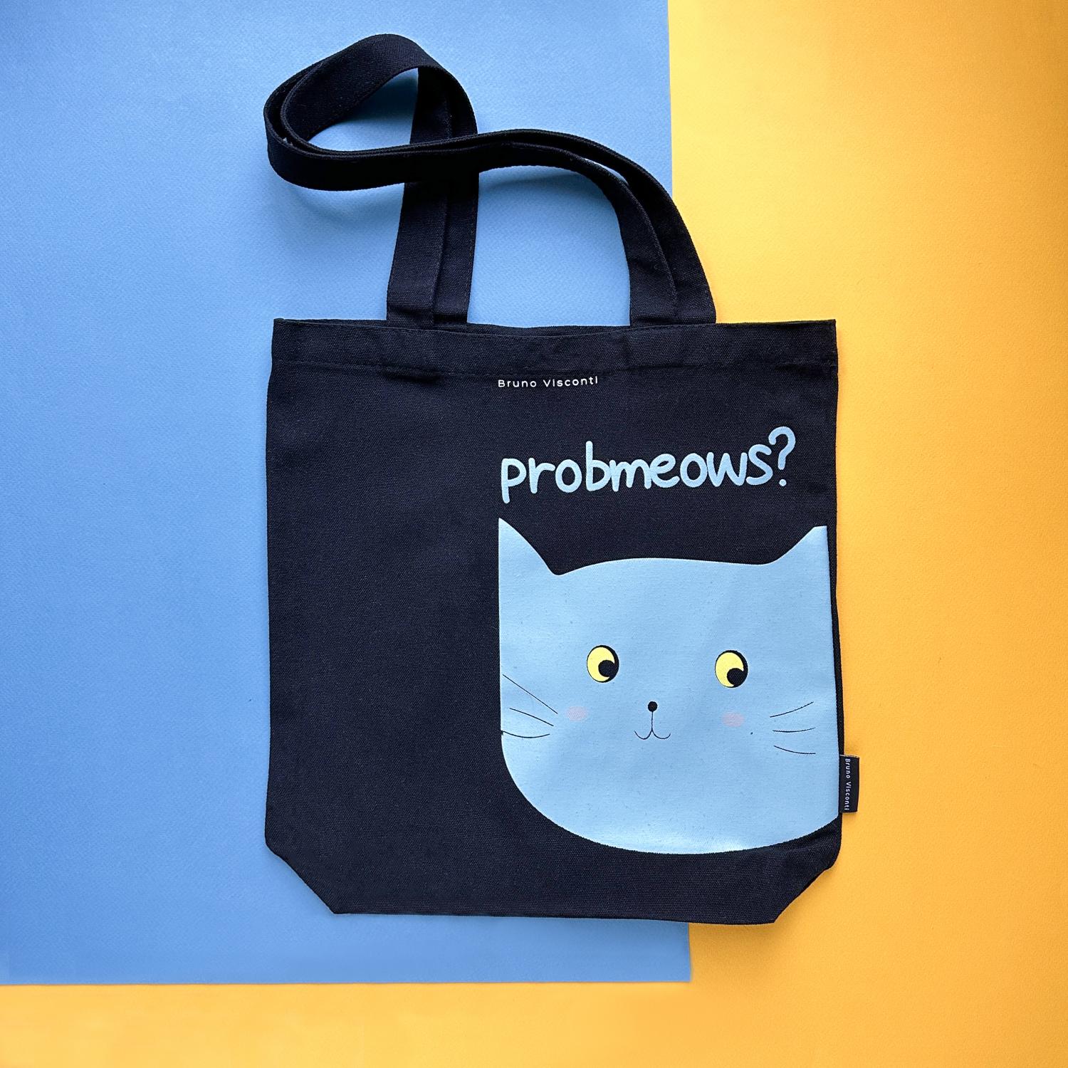 СУМКА-ШОППЕР BLACK "PROBMEOWS" 34х36 см