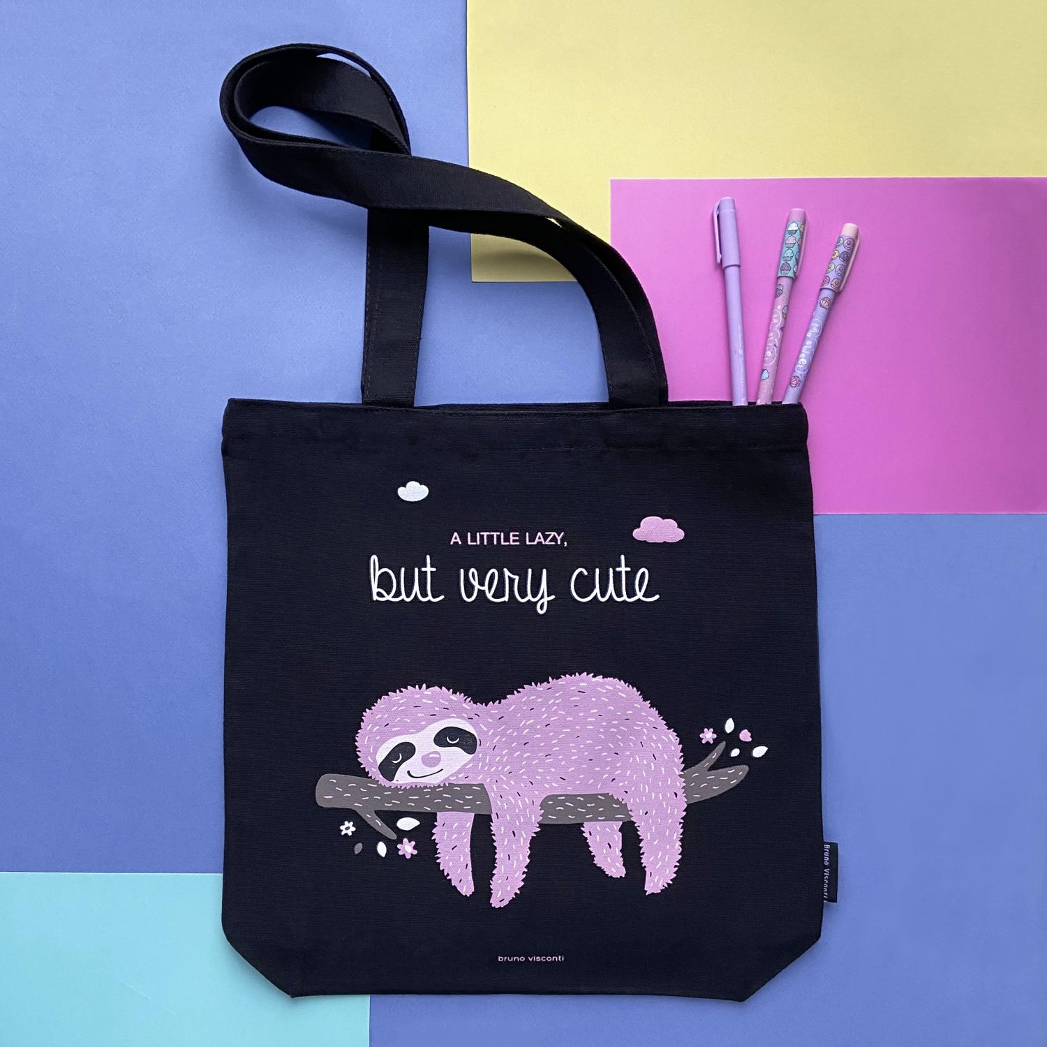 СУМКА-ШОППЕР BLACK "PINK SLOTH" 34х36 см