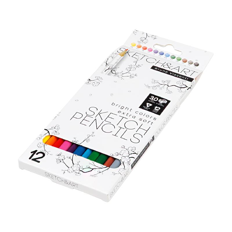 СКЕТЧ КАРАНДАШИ ЦВЕТНЫЕ "SKETCH&ART", 12 ЦВ.