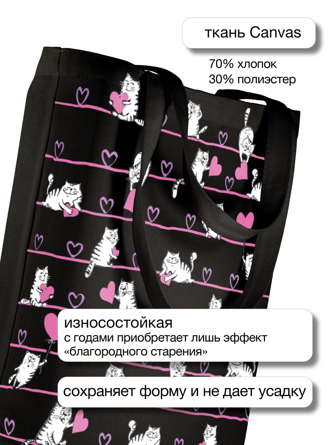 СУМКА-ШОППЕР BLACK "SWEET ANIMALS.КОТИКИ" 34х36 см