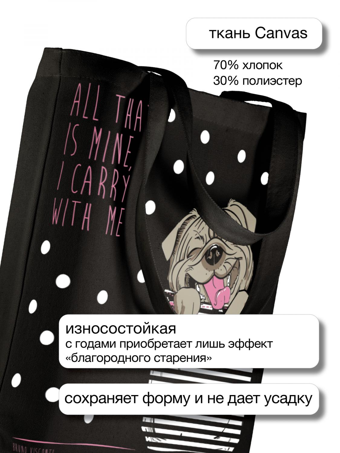 СУМКА-ШОППЕР BLACK "КАРМАННЫЕ ЖИВОТНЫЕ.СОБАЧКА" 34х36 см