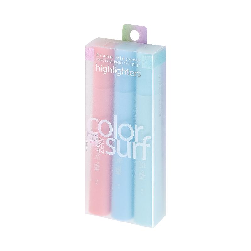НАБОР ИЗ 3-х ТЕКСТОВЫДЕЛИТЕЛЕЙ "COLORSURF", РОЗОВЫЙ/ГОЛУБОЙ/МЯТНЫЙ