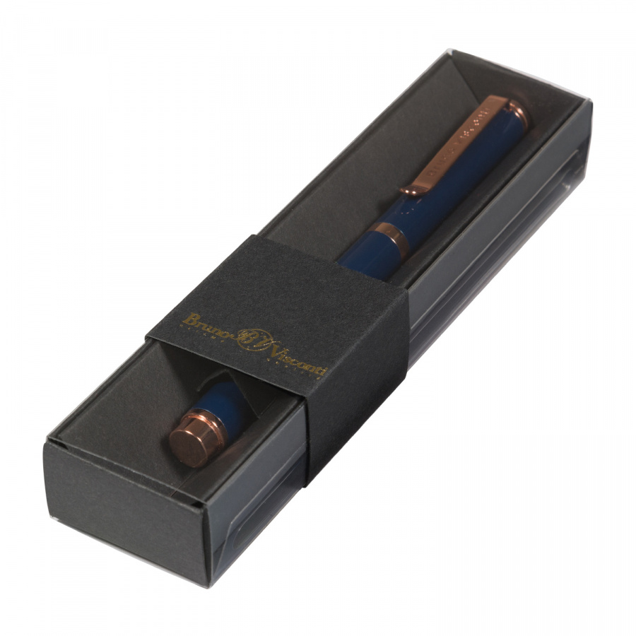 картинка Ручка шариковая автоматическая BrunoVisconti® "VENEZIA CLASSICO" цвет корпуса синий 1 мм, синий, в картонном черном футляре Арт. 20-0385-01/5 от бренда Bruno Visconti