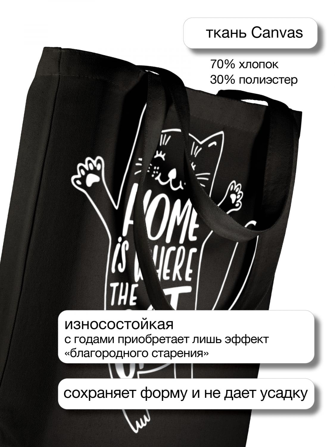 СУМКА-ШОППЕР BLACK "СЧАСТЛИВЫЙ КОТ" 34х36 см