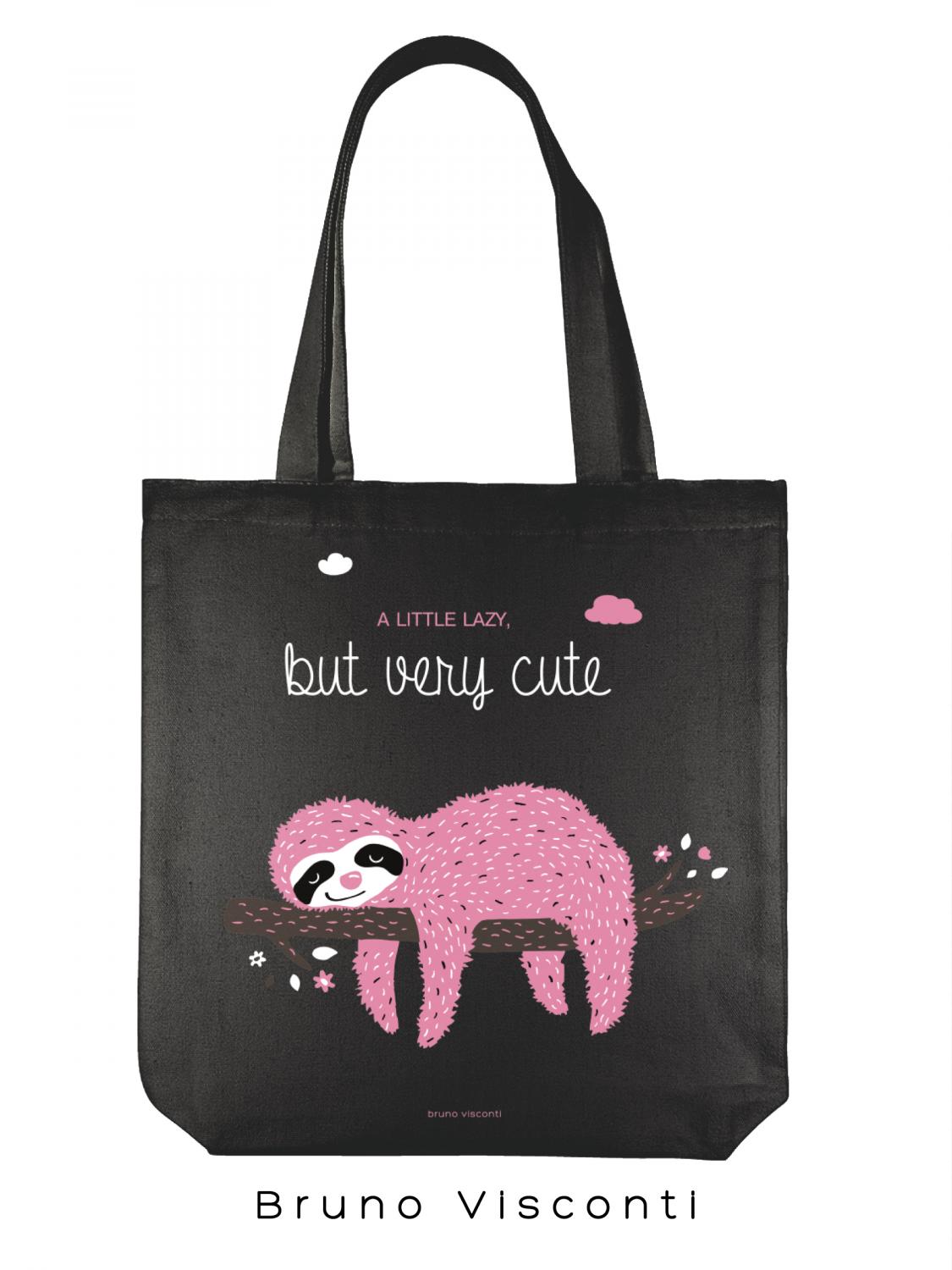СУМКА-ШОППЕР BLACK "PINK SLOTH" 34х36 см