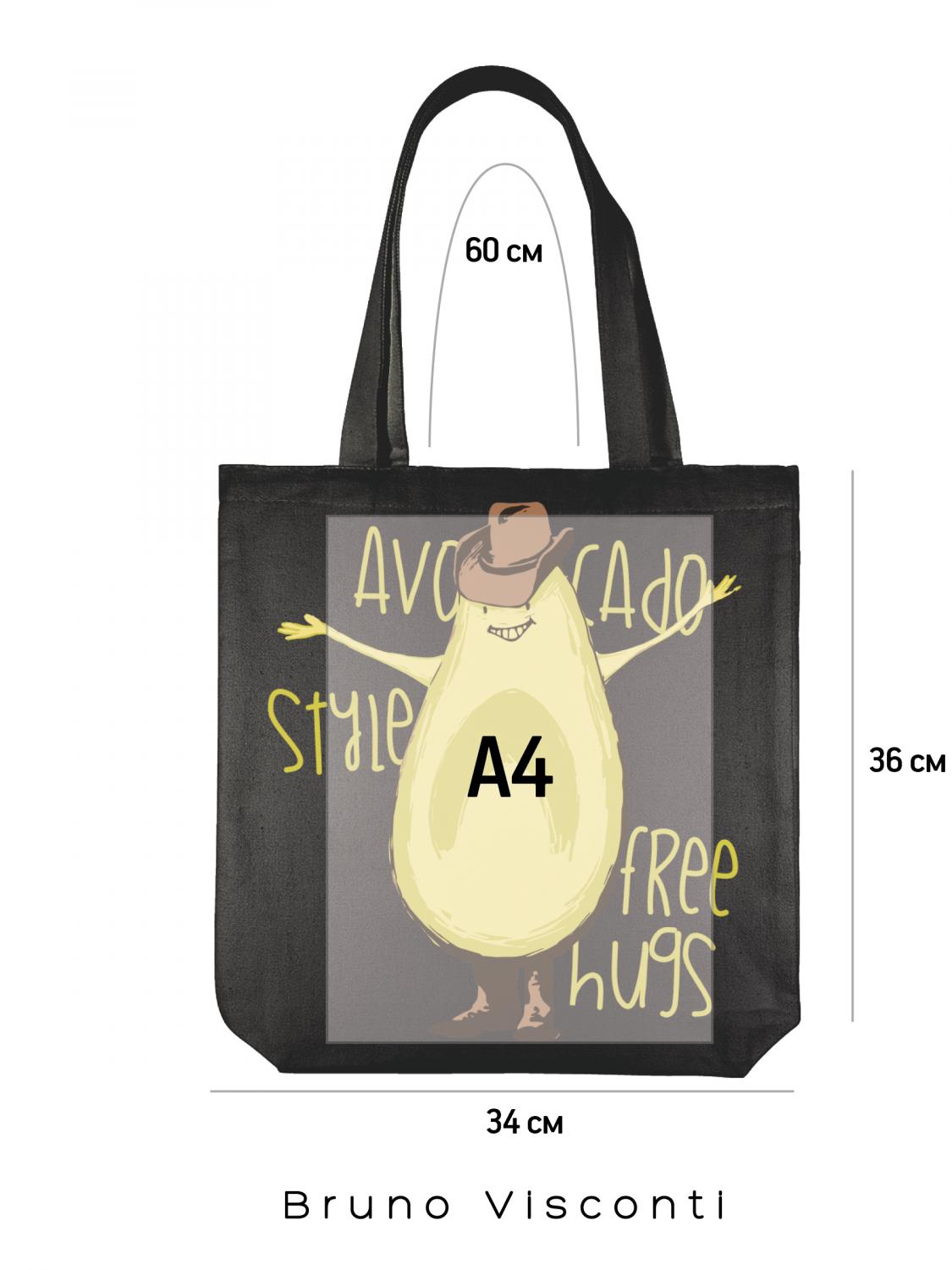 СУМКА-ШОППЕР BLACK "AVOCADO STYLE" 34х36 см