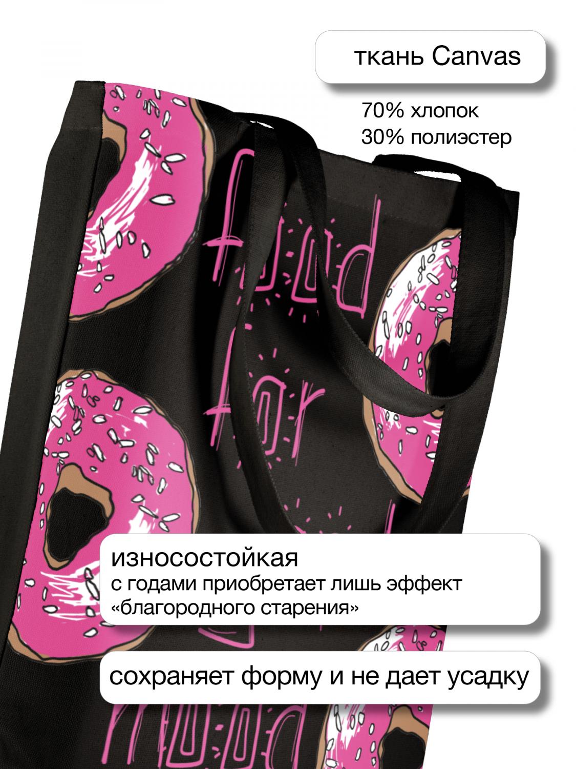 СУМКА-ШОППЕР BLACK "СЛАДКОЕ НАСТРОЕНИЕ.ДОНАТ" 34х36 см