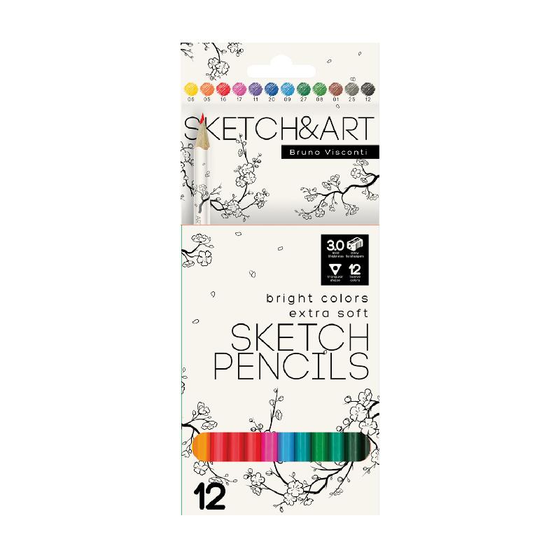 СКЕТЧ КАРАНДАШИ ЦВЕТНЫЕ "SKETCH&ART", 12 ЦВ.